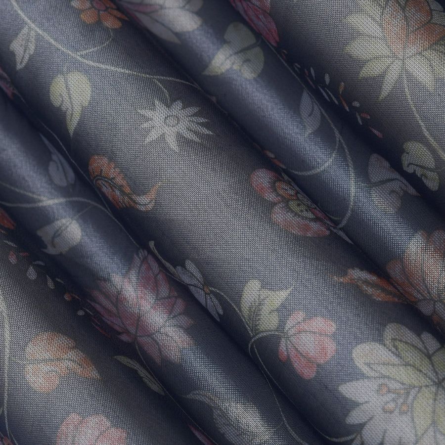 Blue Color Tissue Digital Print Fabric