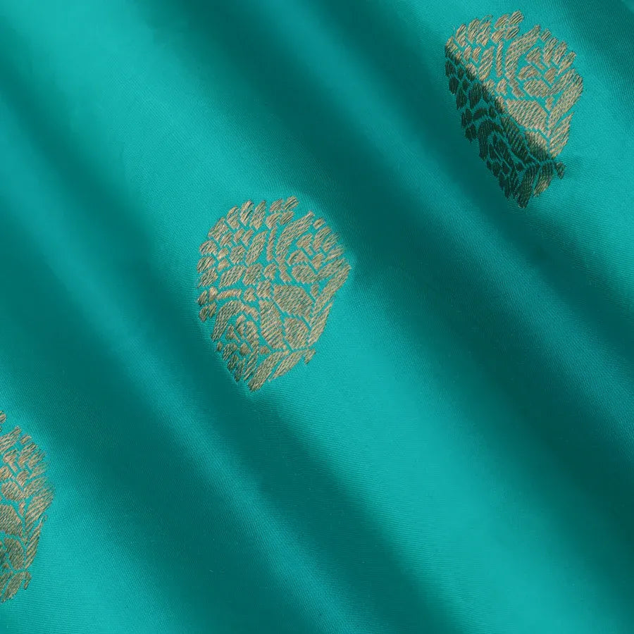 Rama Green Color Brocade Fabric